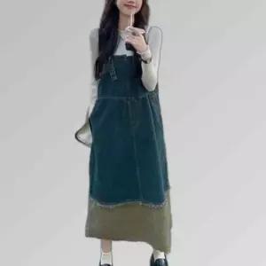 캐주얼 데님 여성 멜빵 롱 편한 예쁜 원피스 루즈핏