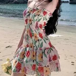 홀터넥 여성 휴양지 원피스 플라워 여름 원피스 비치 밴딩