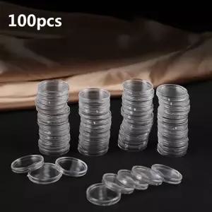 00pcs ID 6MM 투명 플라스틱 동전 홀더 수집 상자 케이스 저장 캡슐 보호 컨테이너