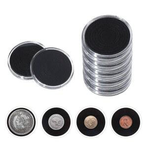 동전보관함 10PCS 46mm 지우기 동전 캡슐 케이스 보관 상자 16 20 25 27 30 35 40mm 블랙 가스켓 수집 홀더 보호대
