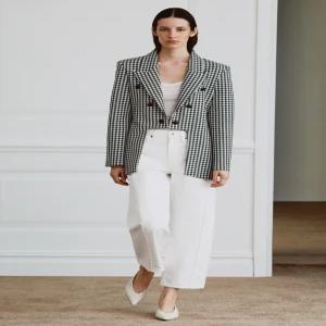 ZARA ZW 컬렉션 비대칭 블레이저 - 블랙 / 화이트 6136/049/084