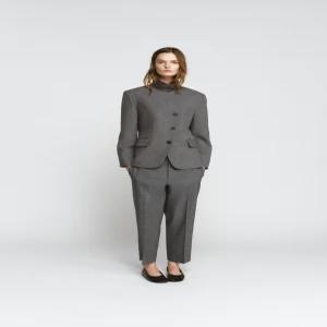 ZARA ZW 컬렉션 타이트핏 체크 블레이저 - 미디움 그레이 2301/009/809