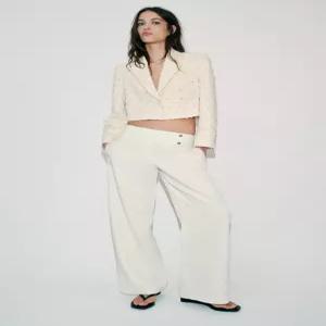 ZARA 비즈 장식 올풀림 크롭 블레이저 - 크림 2679/614/712