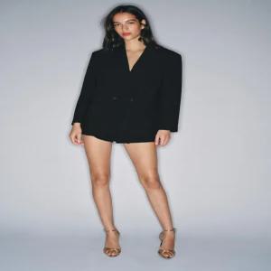 ZARA 더블 브레스트 오버사이즈 블레이저 - 블랙 2753/122/800