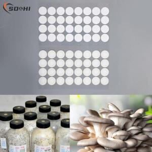 합성 멸균 메쉬 필터 종이 스티커, 버섯 재배용 소수성 통기성 멤브레인, 넓은 마우스, 시트 당 32 개, 20m