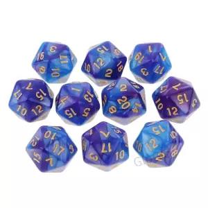 20면 D20 오지 RPG 보드 게임 호의 및 수학 교육용 이중 색상 위 0개 팩