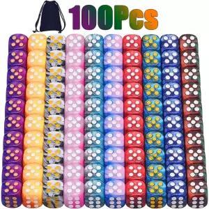 2mm 위 6 양면 D6 게임 00/50/30/0Pcs 색상 2 톤 라운드 코너 오지 교육 수학 PRG 보드