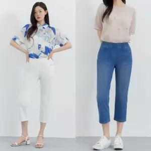 지센 여성 26SS 스판 풀밴딩 슬림 배기 7부 데님팬츠 LCDPQ571
