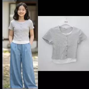 소이 주니어 여름옷 여자 4부 스트라이프 골지 가디건티 여아 깔끔한 반팔 6M1467