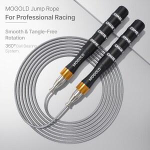 줄넘기 MOGOLD 내마모성 PVC 미끄럼 방지 실리콘 저소음 알루미늄 베어링 합금 고속 핸들,