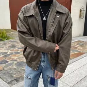[이룰]SR 레더 브러쉬 오버핏 코팅 스웨이드 자켓 2color