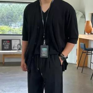 [이룰]더블 레이어드 브이넥 버튼 가디건 니트 3colors