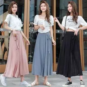 시폰 아영 롱팬츠 슬랙스 스커트 9부 치마 와이드