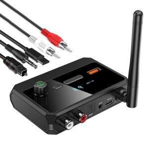 VR-로봇 블루투스 5.3 수신기 홈 스테레오용 RCA 어댑터 광학 AUX 3.5MM 지원 스테레오 스피커용 수신기 음악 스트리밍 시스템