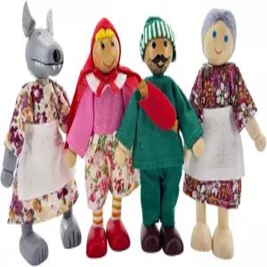 Rardsay 4Pcs 나무 인형 집 가족 세트 미니 피규어 팔과 다리가 있는 액세서리 남자 여자 들을 위한
