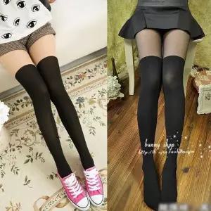 [ME10N3NN66]투톤 착시 오버스타킹 니하이 기본 착시