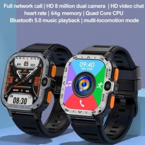 PGD 스마트워치 2.03인치 화면 2G+16G 4G+64G 와이파이 듀얼 카메라 4G SIM 카드 구글 플레이 GPS 심박수