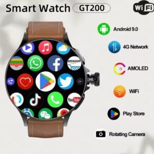 GT200 4G 스마트워치 남여공용공용 2GB SIM 카드 WIFI 화상 채팅 회전 카메라 8MP GPS 안드로이드 8.1 OS P