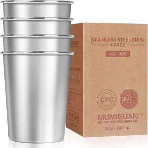 용 무미구안 스테인리스 스틸 컵 78/230ml 4팩 캠핑용 스태커블 금속 음용 안경 텀블러 BPA 프리 내구성