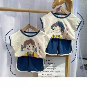 밀키 반바지 반팔 세트 상하복 여름상하복 커플 반팔티 페코