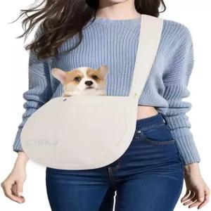 소형견 캐리어 슬링 개 야외 이동 지하철용 핸드 프리 고양이 흰색