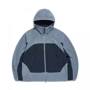 마크곤잘레스 MARK GONZALES 사인로고 우븐 배색 플리스 후드 자켓 - GREYISH BLUE