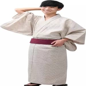 에도텐 남성 기모노 재팬 시지라 직조 유카타