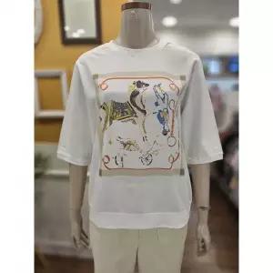 품절임박 BCBG 커트지 우븐 패치 라운드 여름 반팔 티셔츠 B6B4X427 2709290