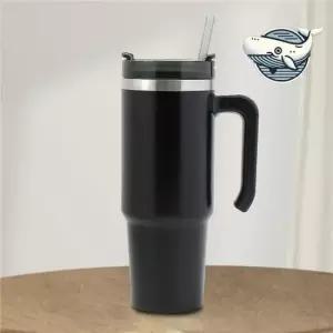 물병 블랙 스텐 텀블러 보온보냉 빨대 포함 900ml