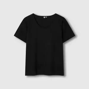 JAJU 여 실켓 U넥 반팔 티셔츠 J115301005099