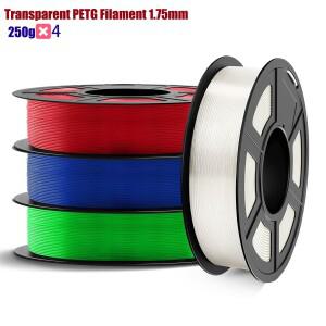 PETG 필라멘트 1.75mm 치수 정확도 ±0.02mm 투명/투명 파란색/빨간색/녹색 250g/500g/1000g