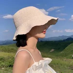 짜임 왕골모자 여자 비치캡 벙거지 버킷햇 러블리 라탄모자 꽃잎라인  [mFHTN2Z]