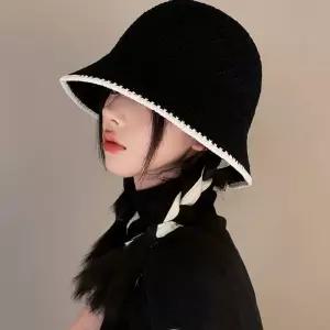 왕골 여성 여름 비치캡 벙거지 배색버킷햇 밀짚모자 라탄 니트짜임  [mE6D88E]