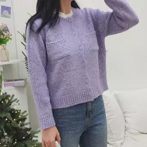 [옷자락]여자 보카시 팝콘 울니트 FW 더블포켓 홀리데이 가디건