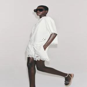 ZARA ZW 컬렉션 린넨 자수 셔츠 - 화이트 4786/148/250