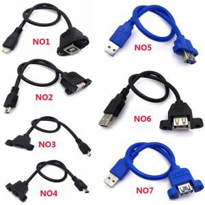 미니 소형 마이크로 USB 남성 B 잭 여성 소켓 프린터 패널 마운트 케이블 USB2.0 3.0 usb 연장 코드