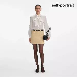 셀프포트레이트 [self-portrait] 베이지 데님 벨티드 미니 스커트 (AW25-818SK-BG) 1069363