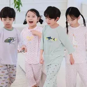 삐삐롱 2025 남아 여아 초등학생 봄 여름 내의 내복 레이온 편면 7부 실내복