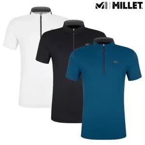 밀레 MILLER 남성 여름철 아웃도어 등산 냉감 기능성 루르드 반팔 집업티_CC 493051