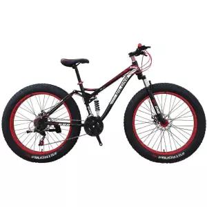 광폭타이어 자전거 26인치 산악 mtb 입문용 변속 접이식 바퀴 검붉다 오프로드 다운힐