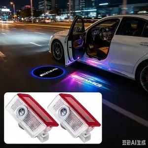 자동차휠캡 2개/세트 초정밀 프로젝터 고스트 섀도우 LED 자동차 도어 웰컴 라이트 캡 메르세데스 벤츠 호