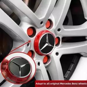 자동차휠캡 자동차 실버 레드 4개 75mm 휠 센터 허브 캡 메르세데스 벤츠 호환 AMG A0004000900 W212 W205