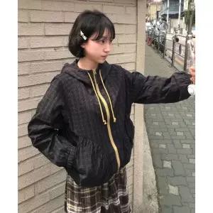 [코드그라피]CGP (우먼) 나글란 체크 후드 점퍼-다크 네이비