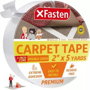 XFasten 양면 카펫 테이프 - 헤비 듀티 2인치 x 5야드 1인치 코어 오버 러그 제자리 유지 하드우드 바닥
