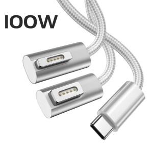 macbook 호환 Air Pro USB C C타입-Magsafx 1 2용 마그네틱 플러그 어댑터용 100W 고속 노트북 충전 케이블