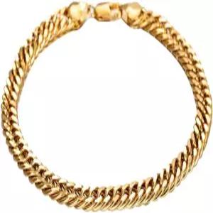 여성 남성용 켈리스톰 골드 쿠바 링크 발찌 팔찌 7mm 와이드 14K / 18K 골드/화이트 도금 다이아몬드 컷