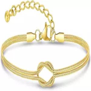 JNAYUOV 여성용 매듭 팔찌 앙증맞은 이중 가닥 뱀 체인 18K 금 도금/화이트 골드 미니멀리스트 커플 조절
