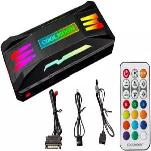 FelRelWell PC 팬 ARGB 컨트롤러 통합기 리모컨 컴퓨터 조명 변경 어댑터 8개의 PWM 속도 포트 팬/라이트