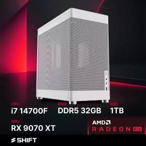 주연테크 시프트 CG347F97XT 화이트 인텔 코어i7 14700F RX 9070 XT 게이밍 컴퓨터