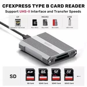 알루미늄 합금 4 in 1 카드 리더 USB C 10Gbps SD 4.0 UHS-II 마이크로 CFexpress 타입 B 메모리 어댑터